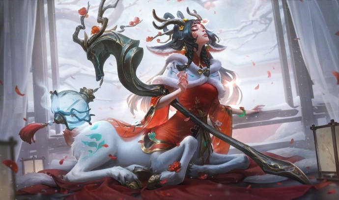 英雄联盟发布踏雪寻梅皮肤原画：四季变换，花开的时节即将到来